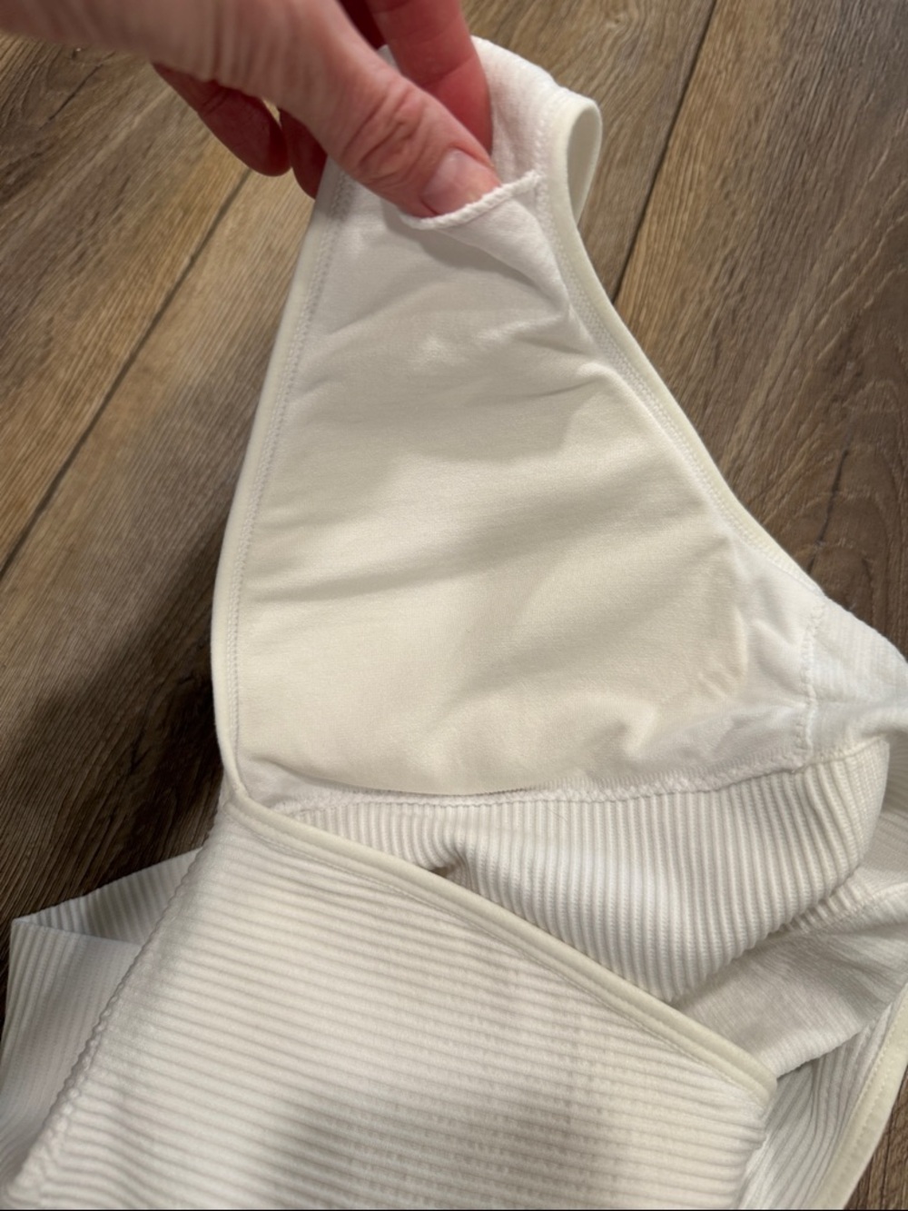 Women’s White Ribbed V-Neck Crop Top - Picture 5 of 8